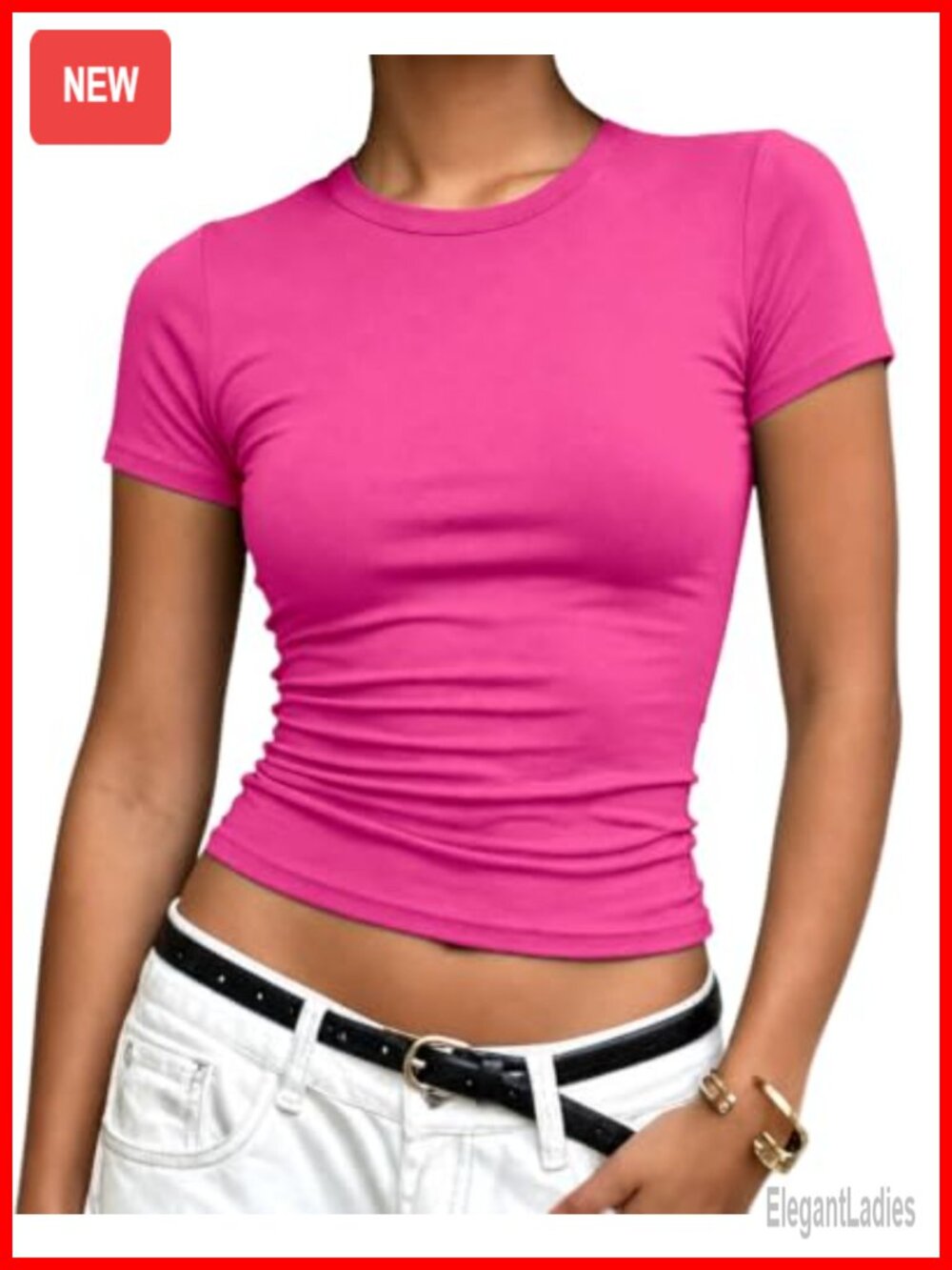 Women's Modal Crop Top Short Sleeve Crewneck Basic Fitted Tee
